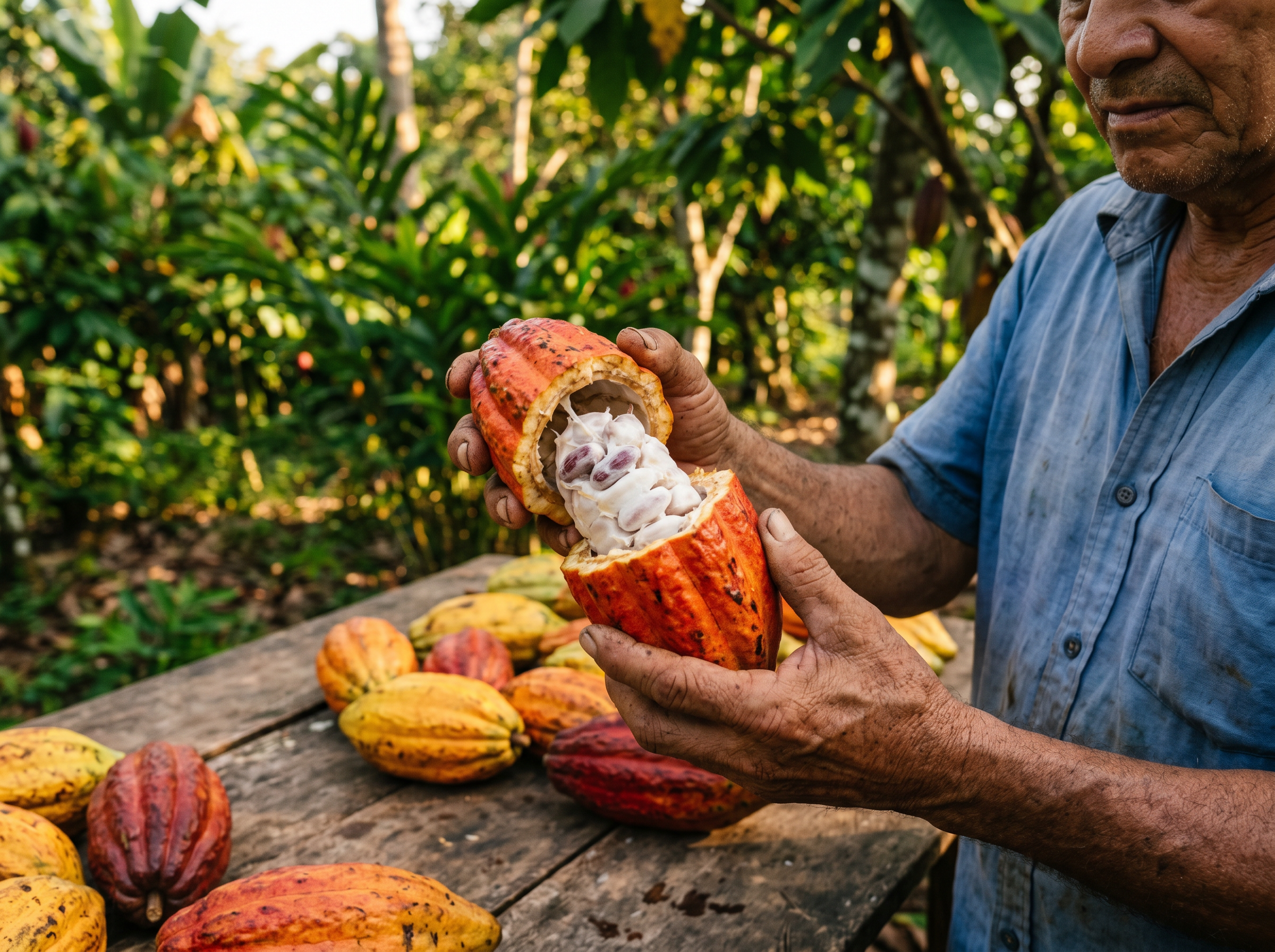 Técnico capacitando a productores en campo